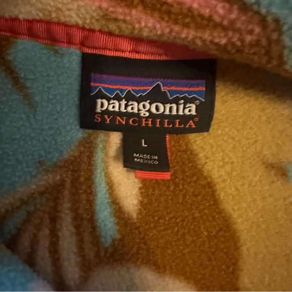 Patagonia Feather Print Synchilla Snap T Fleece Pullover size L - Picture 4 of 5